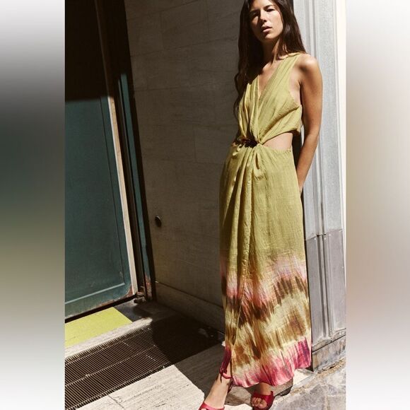 Zara tie dye cut out midi dress NWT - Picture 12 of 13